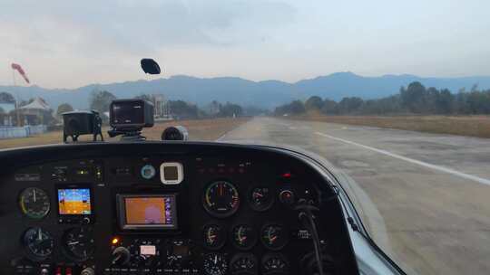湖南长沙宁乡轻型运动类飞机驾驶舱视频素材模板下载