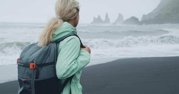 女人，冰岛，海洋，海