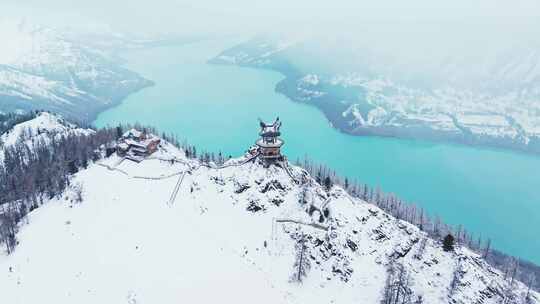 新疆喀纳斯雪景航拍