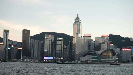 香港维多利亚港风光延时 维港游船 城市景观