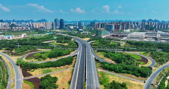 视频合集航拍桂林新区城市房产交通