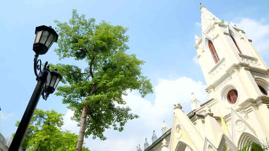 广州老街沙面大街历史景观欧式建筑