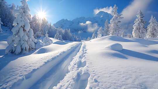 日出雪山山峰山脉云海唯美雪景风景风光ai