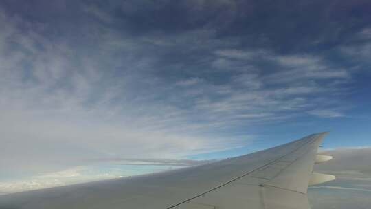 在蓝天中飞行的飞机机翼16
