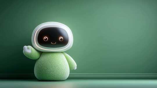 未来科技感十足的智能机器人友好互动