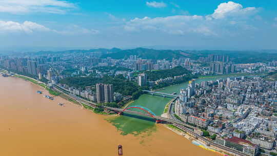 梧州鸳鸯江航拍延时视频