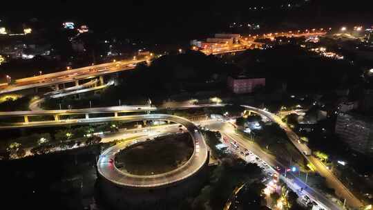 重庆内环快速路夜景交通航拍