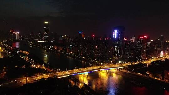 武汉江汉桥夜景航拍