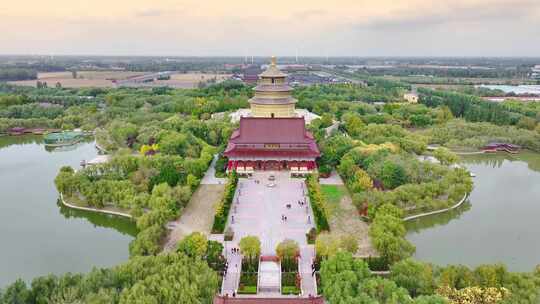 海岛金山寺寺庙航拍