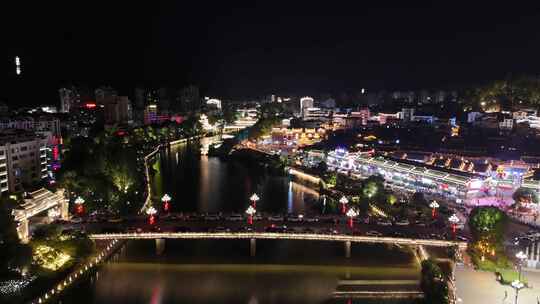 福建三明泰宁县城夜景灯光航拍