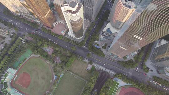 广州天河城市延时航拍俯瞰交通主干道车流视频素材模板下载