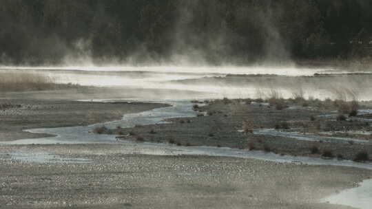 美国黄石国家公园的蒸汽池塘视频素材模板下载