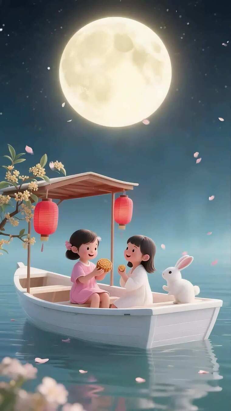 中秋佳节团圆夜温馨中秋赏月场景ae模板