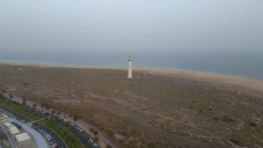 莫罗·贾布尔灯塔在富埃特文图拉、詹迪亚、拉斯帕尔马斯、水疗中心的加那利岛上的鸟瞰图