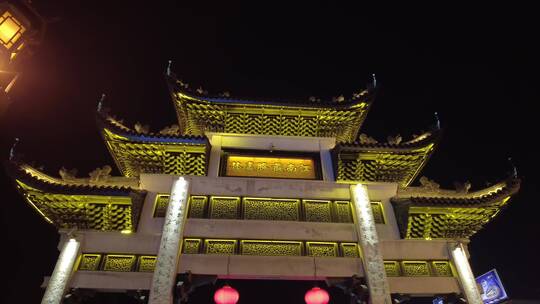 无锡南禅寺夜景南长街人流4K实拍原素材视频素材模板下载