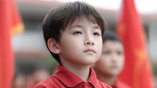 少年儿童目光坚定展望未来