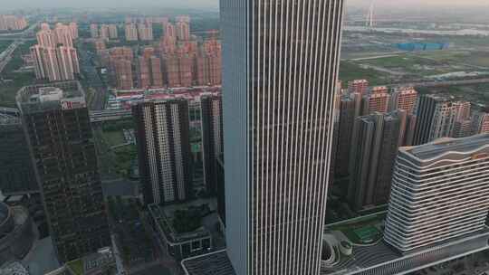 航拍上海现代城市风光高楼大厦写字楼CBD