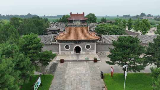 4K航拍名胜古迹寺庙大门全景