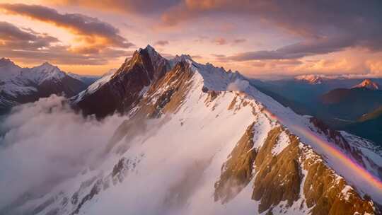 雪山彩虹壮丽全景