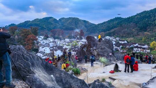 婺源石城红叶风景区延时摄影