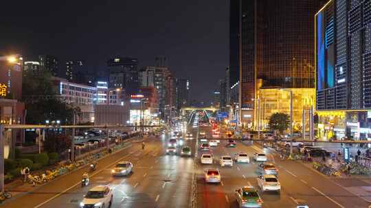 成都城市交通城市车流夜景实拍