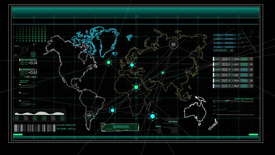 科技未来HUD全球分析地图展示合成