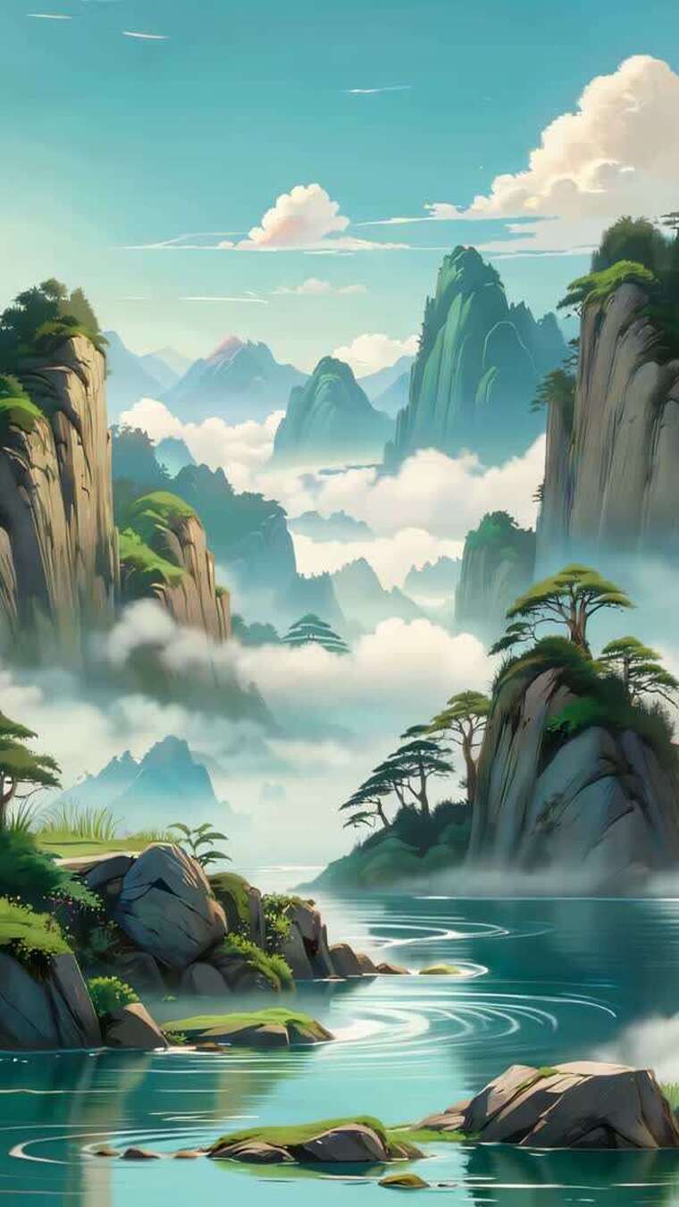 山水古风合成背景素材