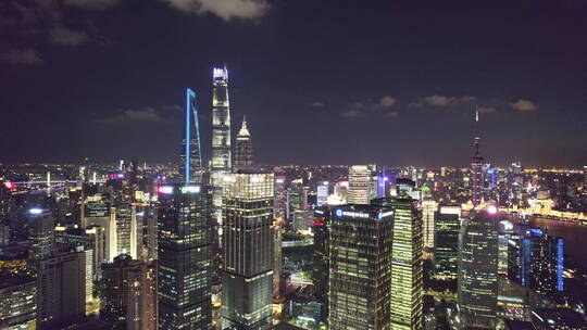 4K上海陆家嘴夜景航拍视频素材模板下载