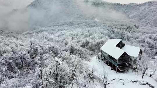 西岭雪山 雪景 大雪覆盖的自然风光 航拍