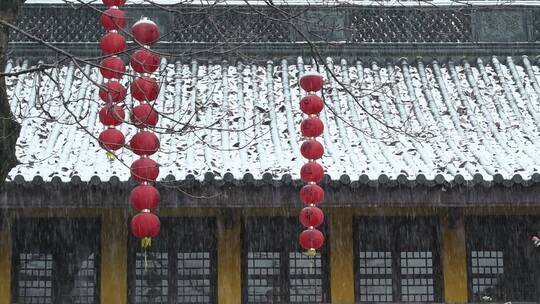 杭州上天竺法喜讲寺下雪天风景