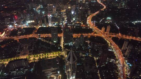 南北高架延安高架夜景航拍