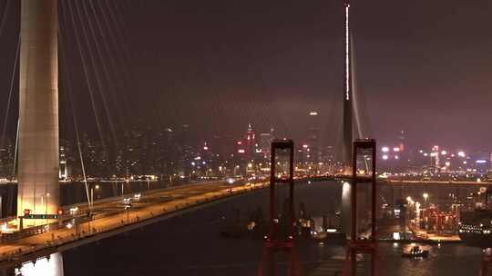 香港夜景跨海大桥车流