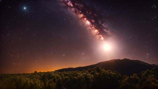 山林夜空银河景观