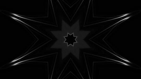 黑白线条几何vj节奏万花筒