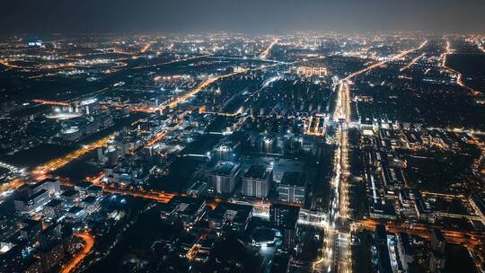 城市夜景航拍延时