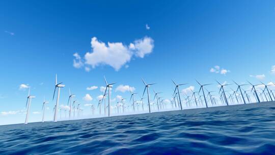 4k 海上可再生新能源风力发电视频素材模板下载