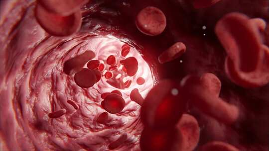 健康血液流经动脉的3D动画