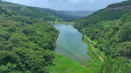 航拍山亭徐庄后峪水库板栗基地