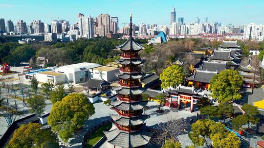 【4K60帧】上海龙华寺寺庙航拍