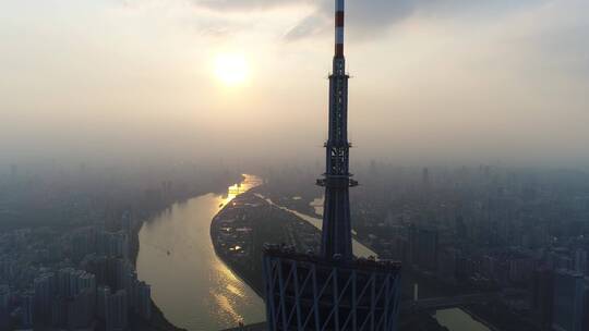 广州塔夕阳航拍