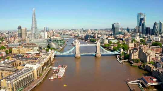 英国伦敦塔桥航拍视频素材模板下载
