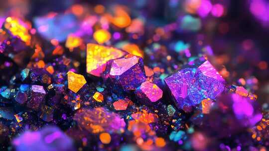 绚丽宝石晶体闪耀多彩光芒