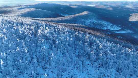 航拍大兴安岭林海雪原风光