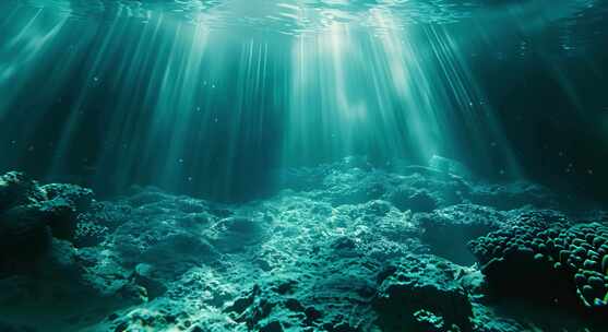 海底丁达尔效应 海底世界 海底透光