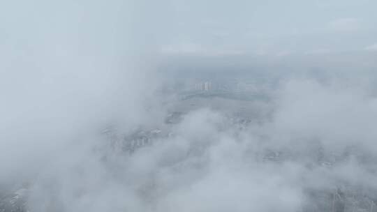 航拍福建福州仓山区高空云雾风光美景