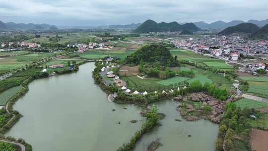 贵州安顺小河湾美丽乡村旅游景区航拍风光