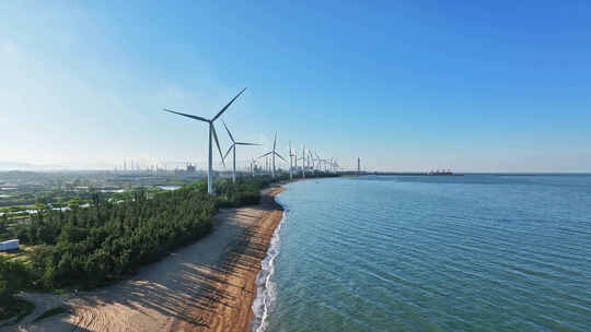 海南东方市鱼鳞洲海边的风车