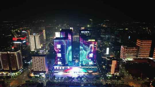 合集河南郑州龙子湖金融中心夜景灯光秀航拍