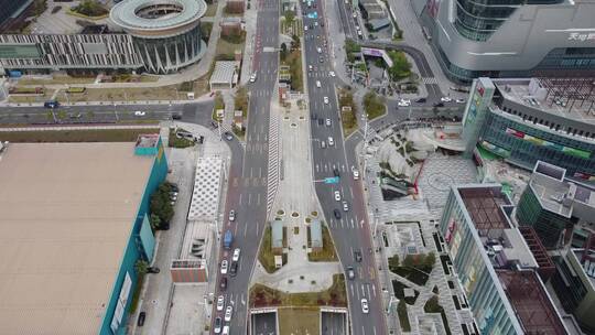 城市公路车流交通航拍