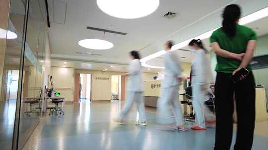 医院医护人员住院部护士站病人人流延时摄影